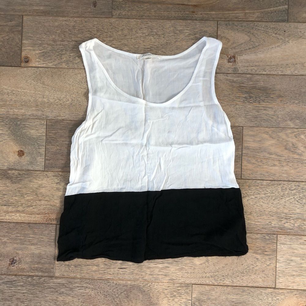 Black & White Colorblock Scoop Neck Tank Top S